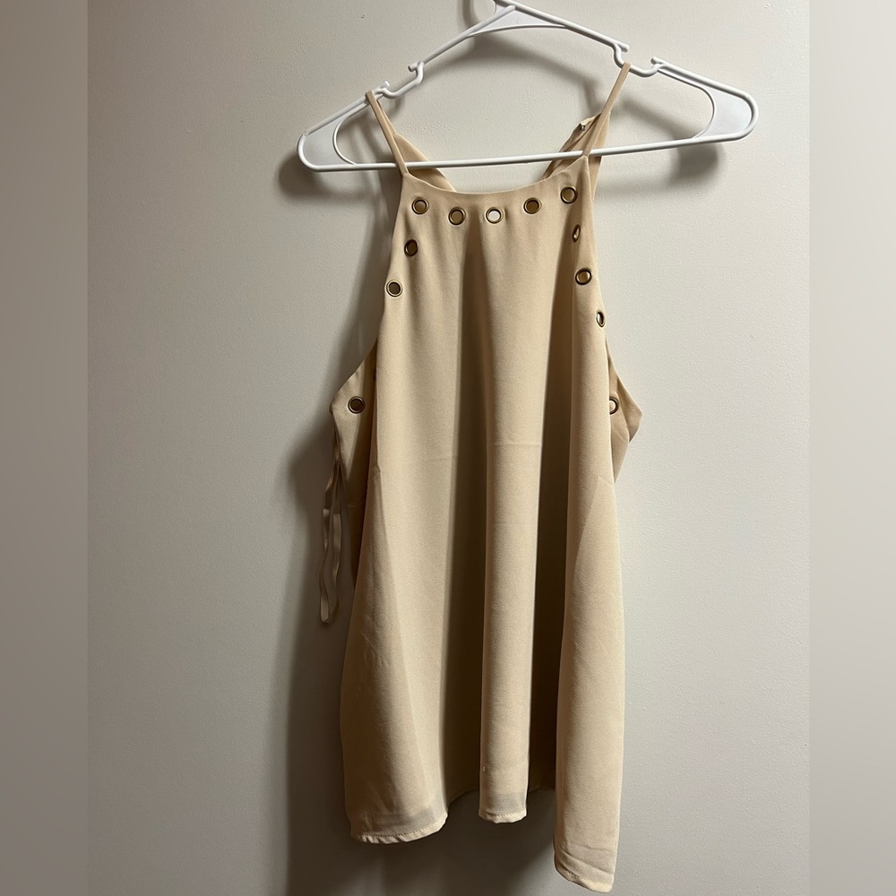 Beige/Cream Sleeveless Halter Flowy Blouse Size Medium